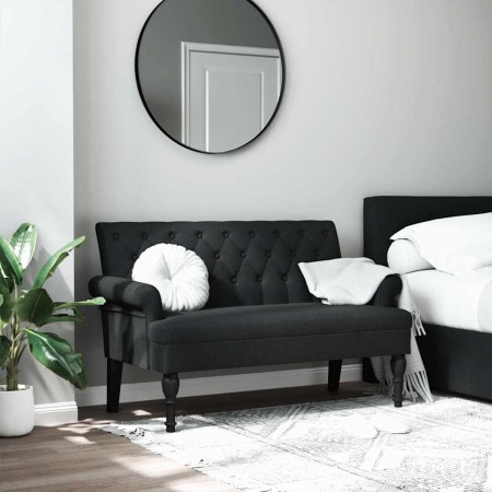 Banco con respaldo tela negro 120x62x75,5 cm