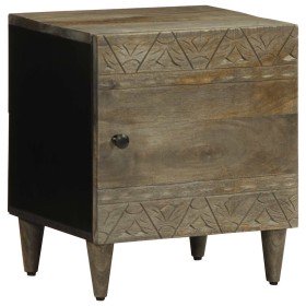 Mesita de noche de madera maciza de mango gris claro 40x33x46cm Mesita de noche de madera maciza de mango gris claro 40x33x46cm