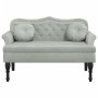Banco con cojines terciopelo gris claro 120,5x65x75 cm