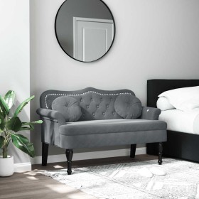 Banco con cojines terciopelo gris oscuro 120,5x65x75 cm