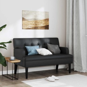Banco con respaldo cuero sintético negro 112x65,5x75 cm