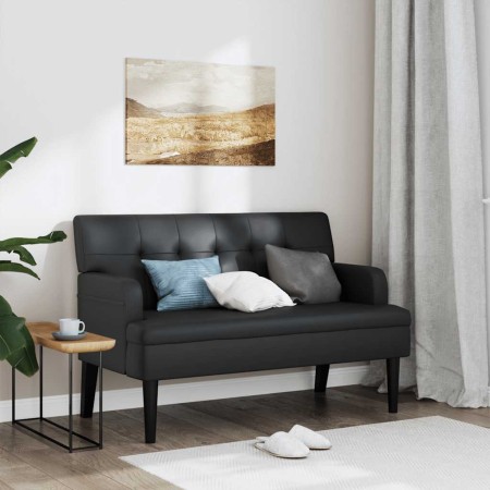 Banco con respaldo cuero sintético negro 112x65,5x75 cm