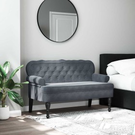 Banco con respaldo terciopelo gris oscuro 119,5x64,5x75 cm