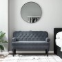 Banco con respaldo terciopelo gris oscuro 119,5x64,5x75 cm