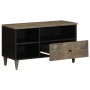 Mueble de TV madera maciza de mango negro 80x33x46 cm en Muebles TV | Comprar online en Foro24