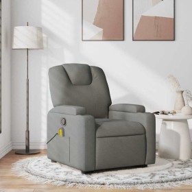 Sillón de masaje reclinable de tela gris oscuro