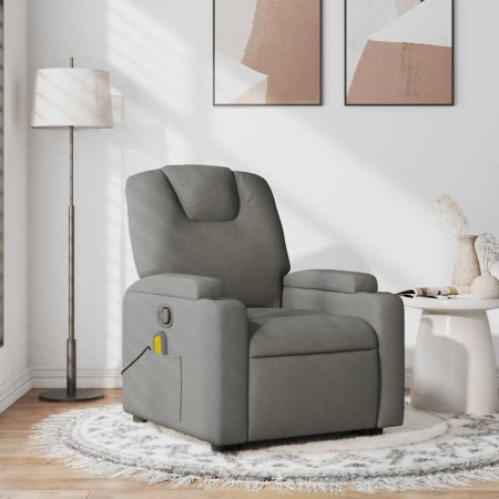 Sillón de masaje reclinable de tela gris oscuro