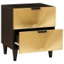 Mesa de Noche con cajón Negro y dorado 40 x 33.5 x 46 cm