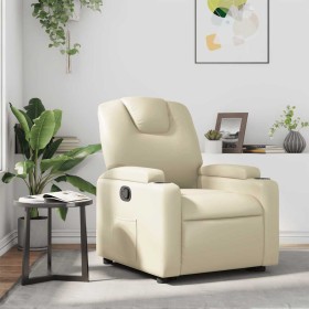 Sillón reclinable de cuero sintético crema