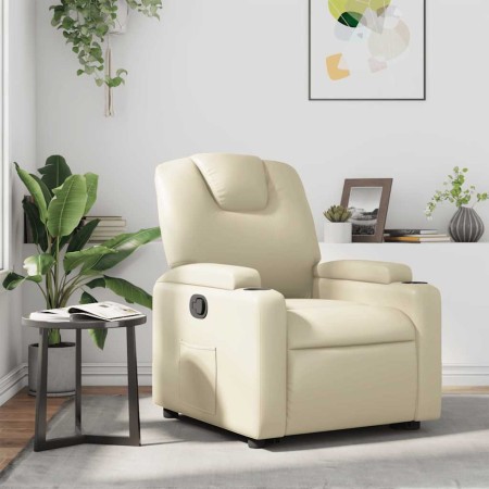 Sillón reclinable de cuero sintético crema