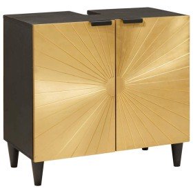 Mueble de lavabo con estante Negro y dorado 62 x 33 x 58 cm Mueble de lavabo con estante Negro y dorado 62 x 33 x 58 cm