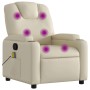 Sillón reclinable de masaje cuero sintético crema