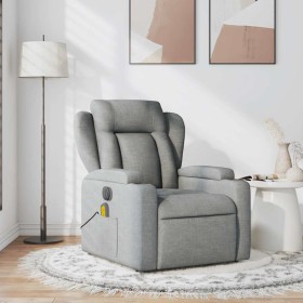 Sillón reclinable de masaje de tela gris claro