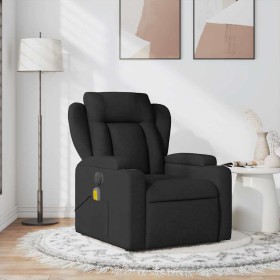 Sillón reclinable de masaje de tela negro