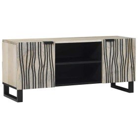 Gabinete de TV Blanco 105 x 33 x 46 cm madera maciza de mango