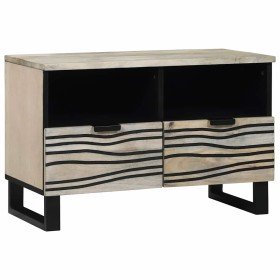 Armario de TV Blanco 70 x 33 x 46 cm madera maciza de mango Armario de TV Blanco 70 x 33 x 46 cm madera maciza de mango