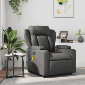 Sillón de masaje reclinable cuero sintético gris