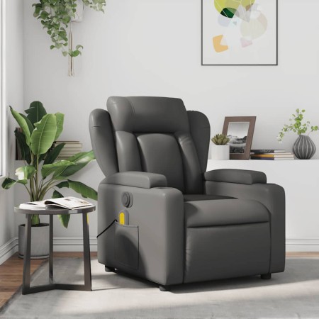 Sillón de masaje reclinable cuero sintético gris