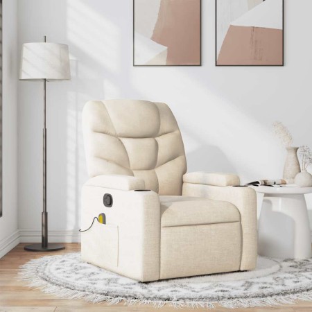 Sillón de masaje reclinable de tela crema