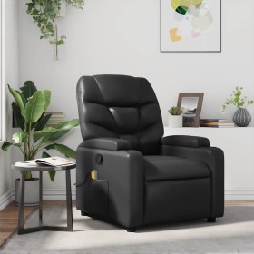 Sillón de masaje reclinable cuero sintético negro