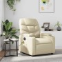 Sillón reclinable de masaje cuero sintético crema