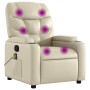 Sillón reclinable de masaje cuero sintético crema