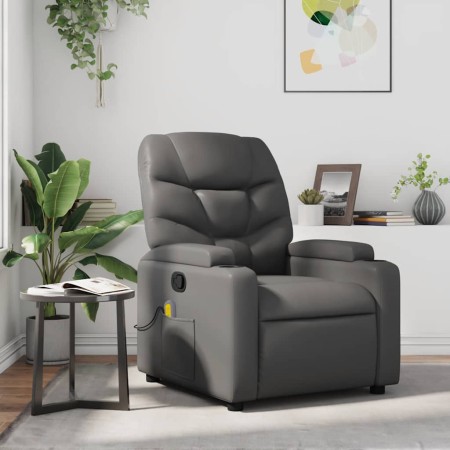 Sillón de masaje reclinable cuero sintético gris