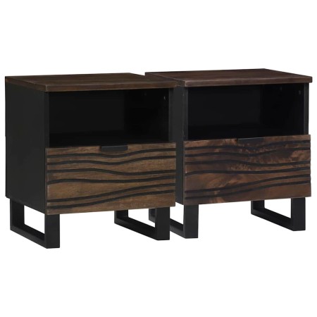 Armario de Noche con cajón 2 pcs Nogal 40 x 33 x 46 cm