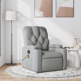 Sillón reclinable de masaje de tela gris claro