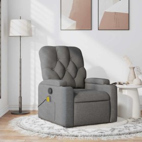 Sillón de masaje reclinable de tela gris oscuro