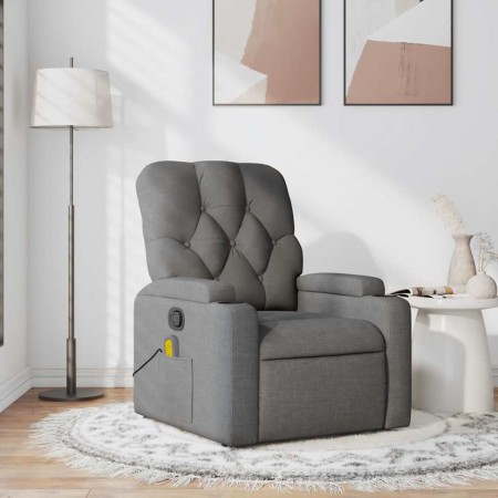 Sillón de masaje reclinable de tela gris oscuro