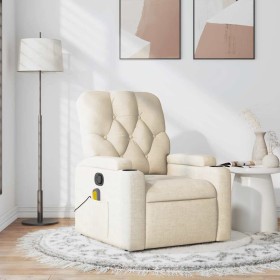 Sillón de masaje reclinable de tela crema