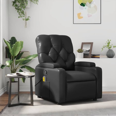 Sillón de masaje reclinable cuero sintético negro