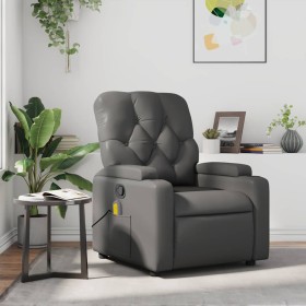 Sillón de masaje reclinable cuero sintético gris