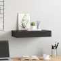 Estante flotante de pared con cajón negro 48x25x8 cm