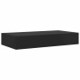 Estante flotante de pared con cajón negro 48x25x8 cm