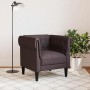 Sillón Chesterfield de tela marrón oscuro