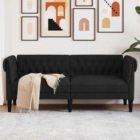 Sofá Chesterfield de 2 plazas tela negro