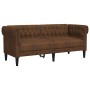 Sofá chesterfield de 2 plazas tela marrón