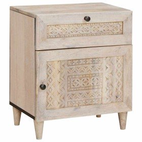 Mesa de Noche Beige 50 x 33 x 60 cm madera maciza de mango Mesa de Noche Beige 50 x 33 x 60 cm madera maciza de mango