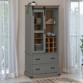 Vinoteca HALDEN con botelleros y puerta corredera gris pino