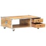 Mesa de centro de madera maciza de mango en bruto 89x59x33 cm