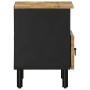 Mesita de noche madera maciza de mango rugosa negro 40x33x46 cm