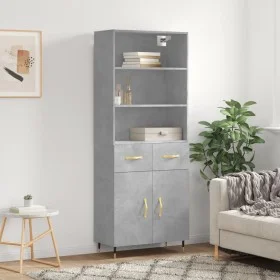 Aparador alto madera contrachapada gris hormigón 69,5x34x180 cm by vidaXL, Sideboards - Ref: Foro24-3200501, Price: 132,54 €,...