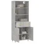 Aparador alto madera contrachapada gris hormigón 69,5x34x180 cm de vidaXL, Aparadores - Ref: Foro24-3200501, Precio: 132,23 €...