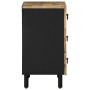 Mesita de noche madera maciza de mango rugosa negro 50x33x62 cm