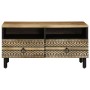 Mesa de centro madera maciza de mango rugosa negro 80x54x40 cm
