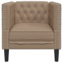 Sillón Chesterfield de cuero artificial marrón capuchino