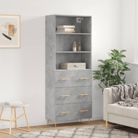Tall plywood gray concrete sideboard 69.5x34x180 cm by vidaXL, Sideboards - Ref: Foro24-3189369, Price: 153,25 €, Discount: %