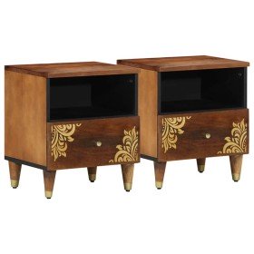 Armario de Noche con cajón 2 pcs Marrón miel 40 x 33 x 46 cm Armario de Noche con cajón 2 pcs Marrón miel 40 x 33 x 46 cm